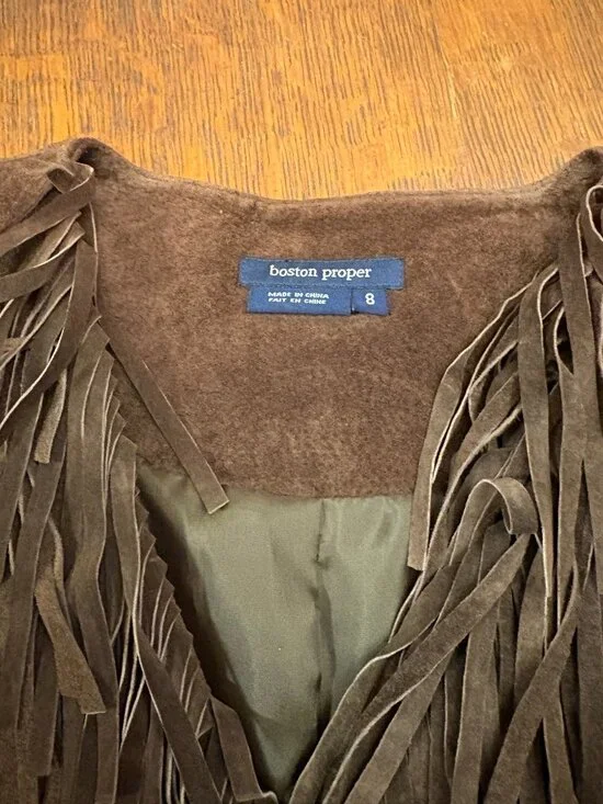 Boston Proper Fringed Suede Jacket - Picture 2 of 4
